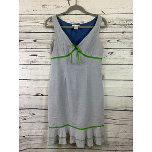 Women's Sarah Spencer Seersucker Mini Dress Size 4 White Blue Green